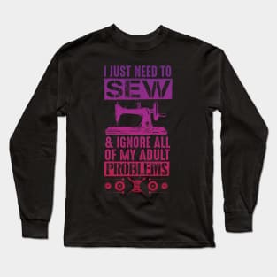 Funny Sewing Sewer Design Long Sleeve T-Shirt